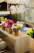 table with home flowers