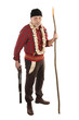 Vampire hunter with rifle, hawthorn stake and garlick