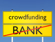 Crowdfunding vs Bank, Konzept Finanzierung - 3D