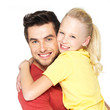 Portrait of the happy father with pretty daughter