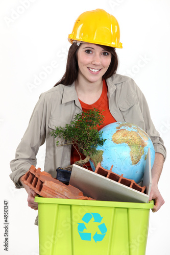 Photo: Tradeswoman concerned about the environment Tradeswoman concerned about the environment