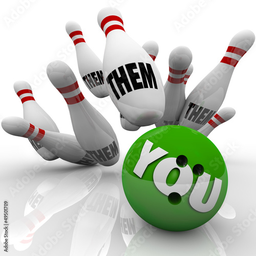 Illustration: You Vs Them Bowling Balls Win Competition Game You Vs Them Bowling Balls Win Competition Game