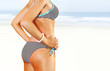 part of woman on beach of paradise l
