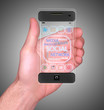 Transparent Mobile Smart Phone in man's Hand