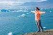 Woman Admiring Glacier Lake