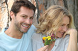 Man offering flowers