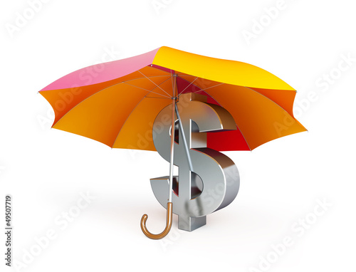 Illustration: dollar sign under umbrella dollar sign under umbrella