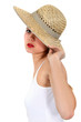 Woman wearing straw hat