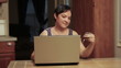 Happy woman shopping online medium wide