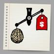 Vector: Brains outweigh the dollar sign on the scale. Brains outweigh the dollar sign on the scale.