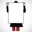 Girl holding an board, vector illustration