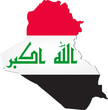 Map of Iraq with national flag
