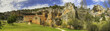 Templar church panoramic in river wolves canyon in Soria, Spain.