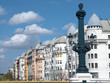 Budapest: street lamp and houses on Danube river