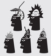 Human heads with different thoughts