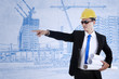Architect pointing on something