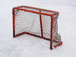 Hockey net on outdoor rink
