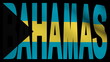 Bahamas text with fluttering flag animation