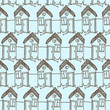 Seamless pattern with funny doodle houses