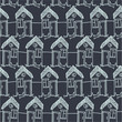 Seamless pattern with funny doodle houses