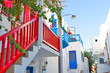Greece, Tradit Balcony view in Mykonos Cyclades