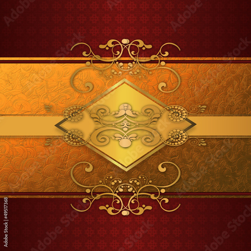 Illustration: Red laces and gold floral Red laces and gold floral