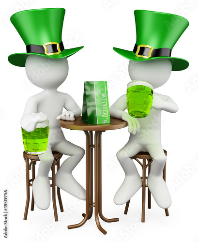 Illustration: 3D white people. Friends in the St. Patrick's Day 3D white people. Friends in the St. Patrick's Day