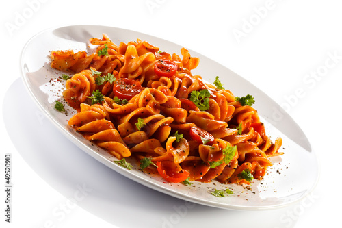 Photo: Pasta with meat, tomato sauce and vegetables Pasta with meat, tomato sauce and vegetables
