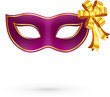 Violet vector carnival mask with golden bow