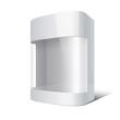 Package Box with rounded corners and transparent plastic window.