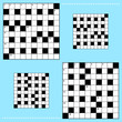 Real size crossword puzzle grids with corresponding answer grids