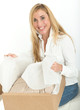 Happy woman with online purchase