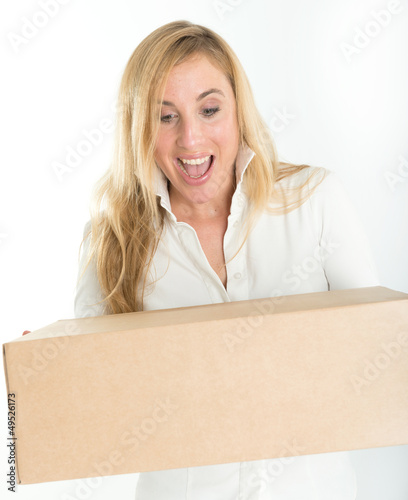 Photo: Happy woman with online purchase Happy woman with online purchase