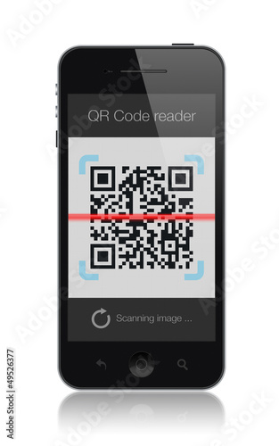 Photo: QR code on mobile phone QR code on mobile phone
