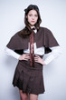 school girl wearing old style formal clothes