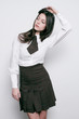 school girl wearing old style formal clothes