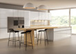 Contemporary minimal  kitchen with garden view
