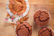 Detaily fotografie a bite of freshly baked chocolate chip muffins