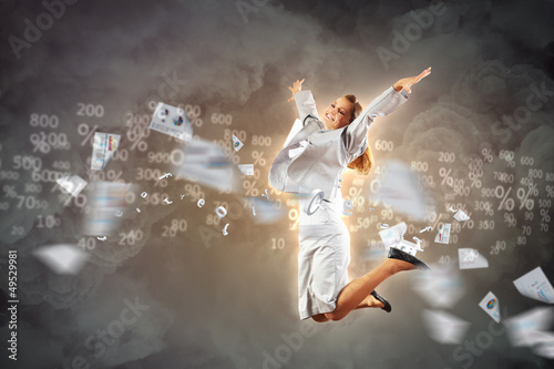 Photo: Image of running businesswoman Image of running businesswoman