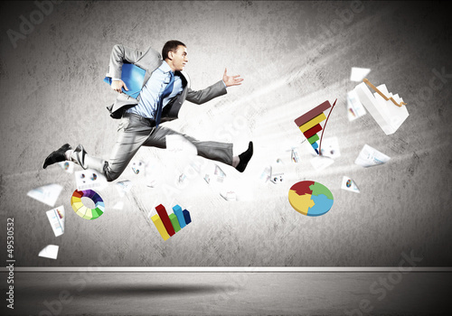 Photo: Image of running businessman Image of running businessman