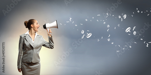 Photo: businesswoman with megaphone businesswoman with megaphone