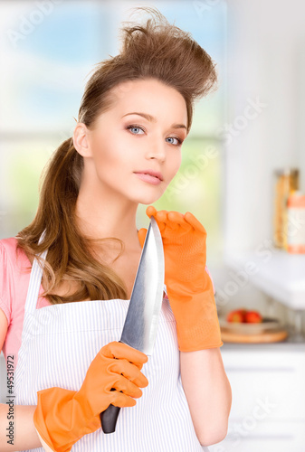 Photo: housewife with big knife housewife with big knife