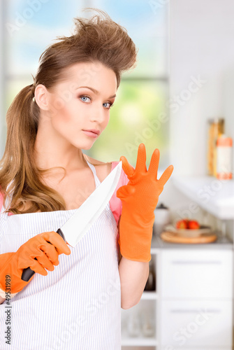 Photo: housewife with big knife housewife with big knife
