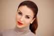 Gorgeous brunette with red lipstick