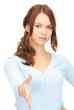 woman with an open hand ready for handshake
