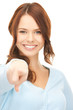 businesswoman pointing her finger