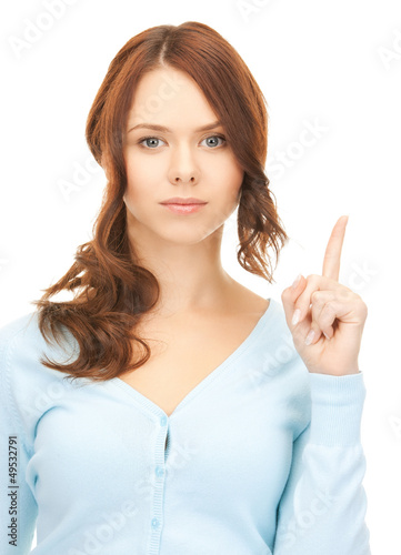 Photo: woman with her finger up woman with her finger up