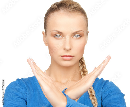 Photo: woman making stop gesture woman making stop gesture