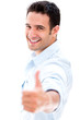 Man with thumbs up