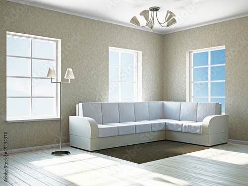 Illustration: Livingroom with white sofa Livingroom with white sofa